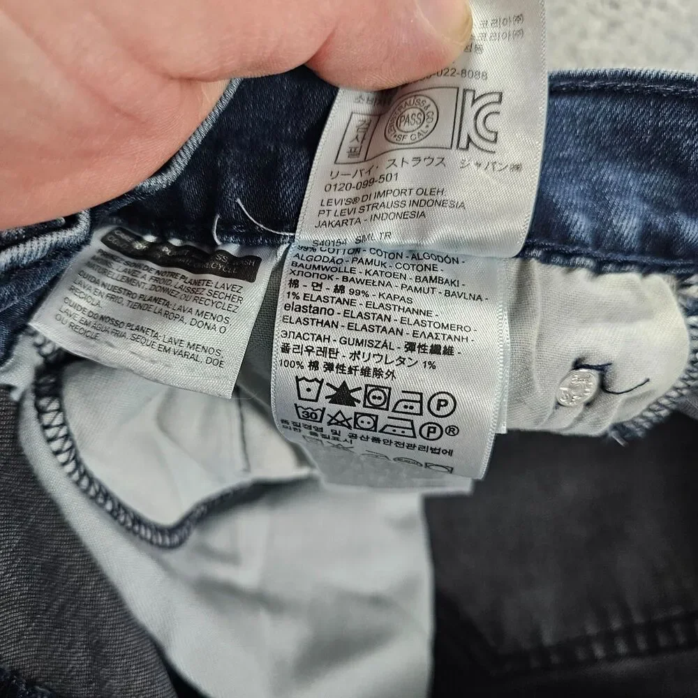 Levis 514 Jeans Mens 36x30 Blue Denim Stretch Regular Straight Work Skate Grunge